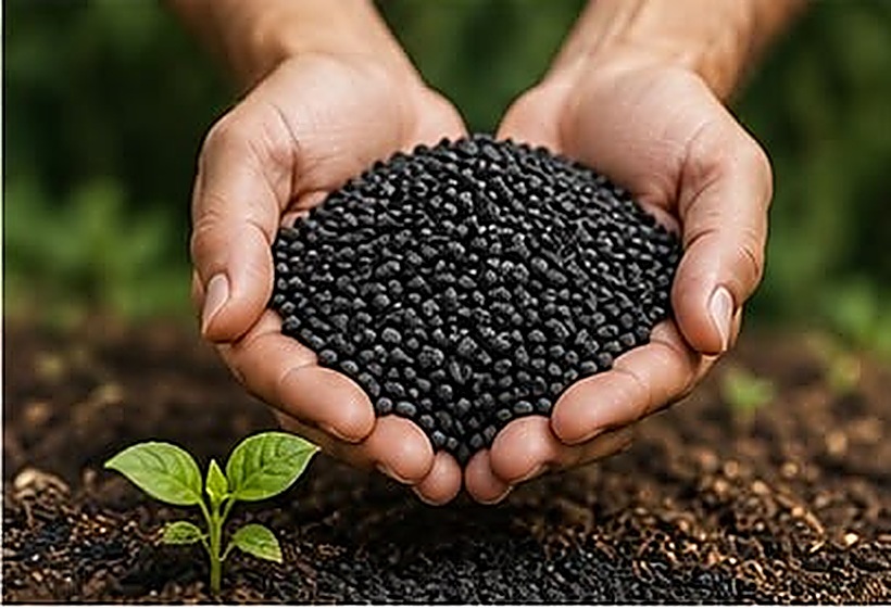 Hands holding NPKS Plus fertilizer granules